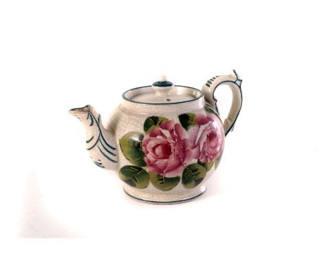 A Wemyss cabbage rose bachelor's tea pot, having some minor damages, AF