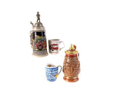A collection of fire service related ceramics, to include mugs, plates etc, some of the plates are by Franklin Mint and have 