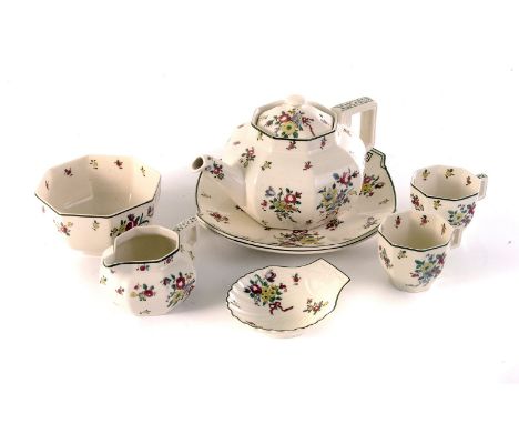 A Royal Doulton 'Old Leeds Sprays' twelve setting tea service, together with a shell spoon dish of the same pattern, comprisi