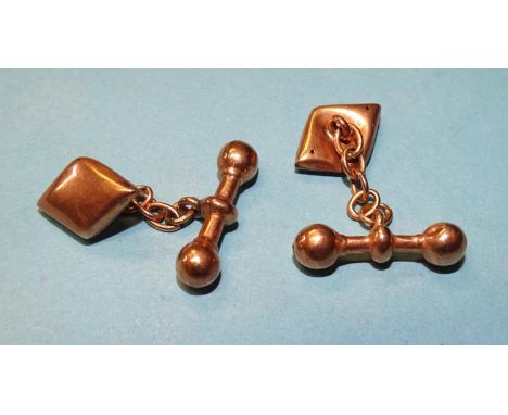 A pair of 9ct rose gold cufflinks, 3g.