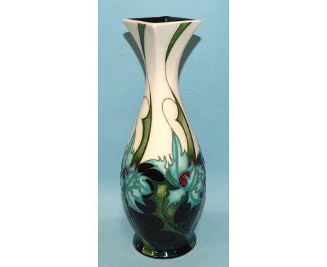 A Moorcroft vase, Sea Holly, designed by Emma Bossons, 21.5cm, ©2006, 8318.
