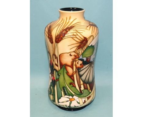 A Moorcroft vase, (limited-edition), Harvest Mouse, designed by Emma Bossons, 21cm high, ©2009, 98/8, no.62.