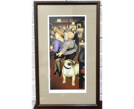 After Beryl Cook (1926-2008), 'Dog in the Dolphin', a limited-edition coloured print, no.305, signed by artist with pencil wi