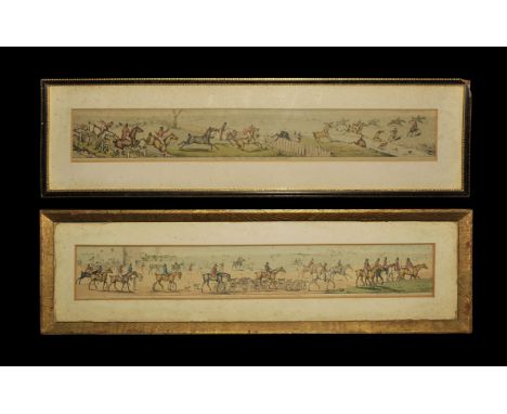 Dated 1822. A group of two framed and glazed tinted sporting prints from the series 'A hunting trip to Melton Mowbray' compri