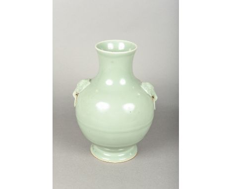 A Chinese porcelain twin handled baluster vaseWith allover celadon glaze.  28 cm high.    CONDITION REPORTS:  Generally in go