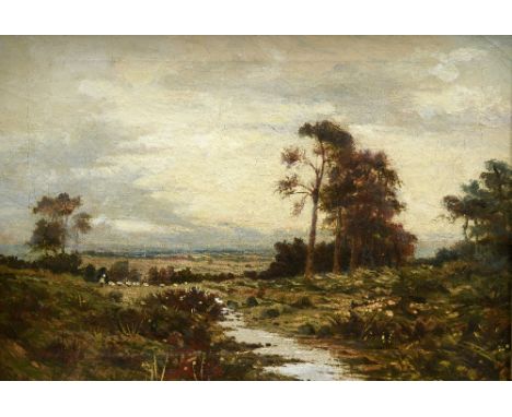 WILLIAM BEATTIE BROWN (1831-1909) BritishSheepherder in a Rural LandscapeOil on canvasInscribed to verso and with old label34
