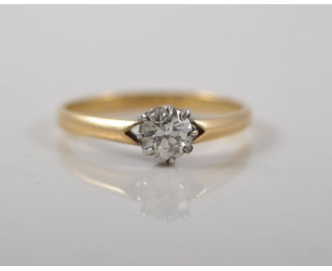 Yellow and white metal diamond solitaire ring, stamped 18ct and platinum, the diamond approximately 0.35ct.