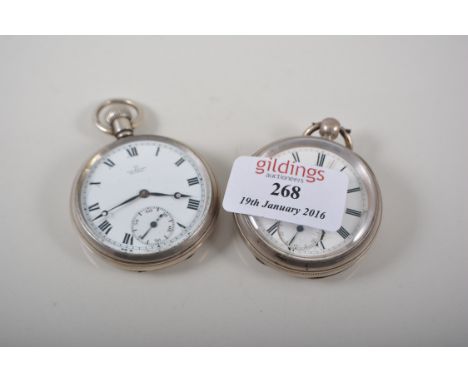 Victorian silver cased open faced pocket watch, case engine turned with strap cartouche enamelled dial with Roman numerals, s