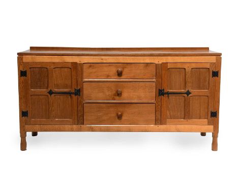 Squirrelman: Wilfrid Hutchinson (1936-2013) and Trevor Hutchinson (b.1960) (Husthwaite): An English Oak 5ft Sideboard, with r