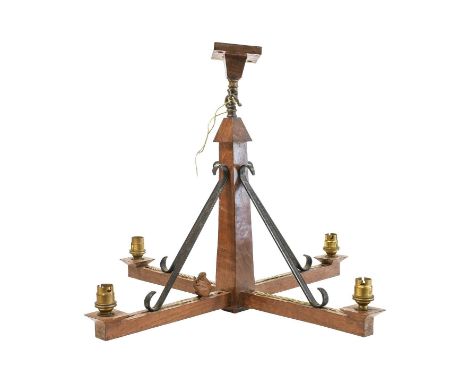 Squirrelman: Wilfrid Hutchinson (1936-2013) and Trevor Hutchinson (b.1960) (Husthwaite): An English Oak Chandelier Light Fitt