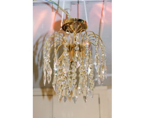 A cut glass and gilt metal chandelier pendant light fitting, unused, with instructions and fixings, 30cm