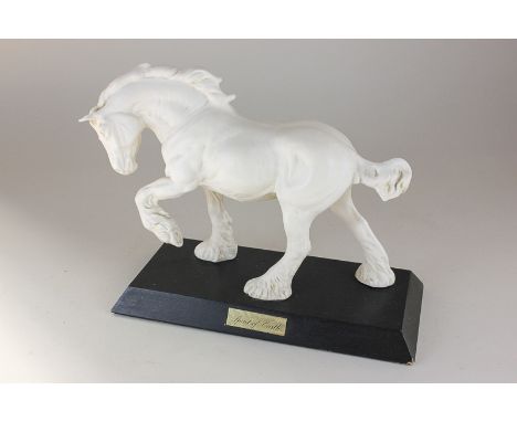 A Beswick Spirit of Earth horse, model 2914, in white matte finish, on black wooden plinth base with plaque