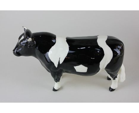 A Beswick porcelain Friesian bull, Champion Coddington Hilt Bar, model 1439A, in black and white gloss