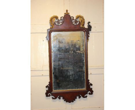 A mahogany fret-cut rectangular wall mirror with pierced and carved scrolling foliate surround, height 122cm (a/f - parts mis