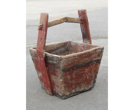 An old painted pine trug, 51cm high, 36 x 34cm.