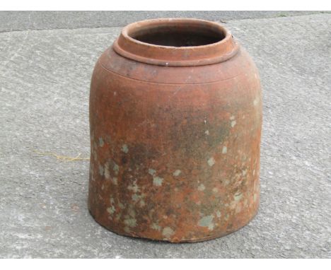 An old weathered terracotta rhubarb forcer, 40cm high