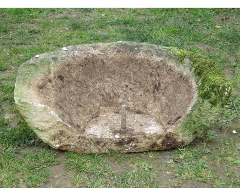 A weathered stone half round planter (af) 27cm high x 75cm x 40cm approx 