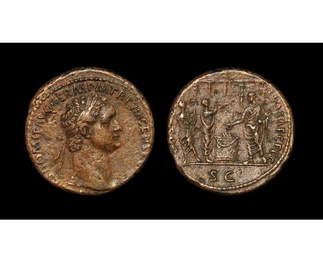 88 AD. Rome mint. Obv: IMP CAES DOMIT AVG GERM P M TR P VIII CENS PER P P legend with laureate head right. Rev: COS XIIII LVD