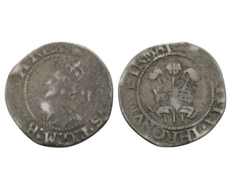 1638-1642 AD. Obv: profile bust with'II' behind and CAROLVS D G M B FR ET H REX legend and 'book' mintmark. Rev: plume with I