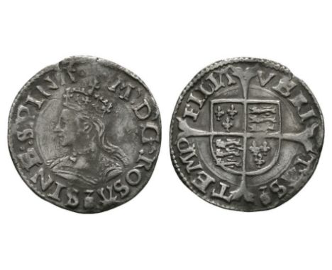 1553-1554 AD. Obv: profile bust with M D ROSA (mm"). SINE SPINA legend and 'pomegranate' mintmark. Rev: long cross over arms 