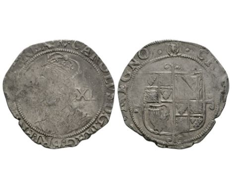 1644-1645 AD. Group F, sixth bust, type 4.4. Obv: profile bust with 'XII' behind with CAROLVS D G MAG BRI FRA ET HIB REX lege