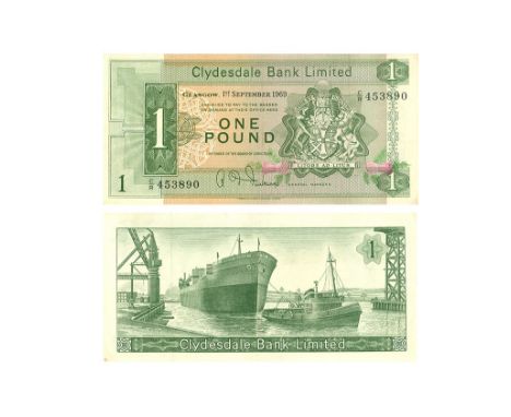 Dated 1 September 1969 AD. 1967 issue, serial number C/R 453890. Obv: arms, green on multicolour. Rev: ship and tug, green. 0