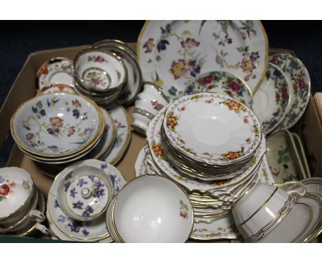FOUR TRAYS OF ANTIQUE AND LATER CHINA AND CERAMICS, to include Spode, Coalport, Paragon, Hammersley etc