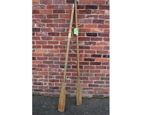 A PAIR OF VINTAGE WOODEN OARS, approx L 210 cm