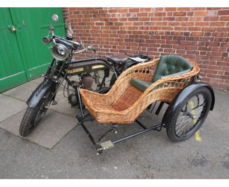 A BSA MODEL "K" MOTORCYCLE 557cc MANUFACTURED 1914 TOGETHER WITH A PERIOD WICKER SIDECAR, the motorcycle having a three speed