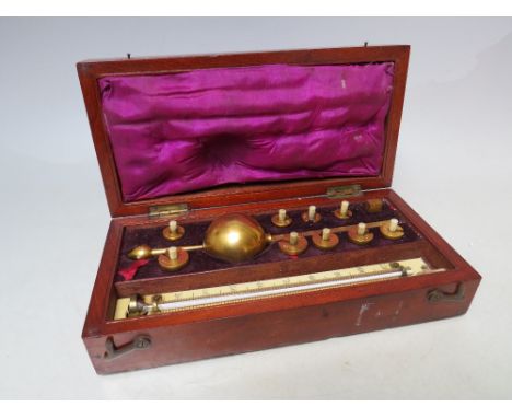 A SIKES HYDROMETER, contained in a fitted wooden case, box dimensions approx 20 x 10 x 5.5 cm, retailed by Loftus, 321 Oxford