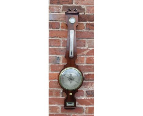 A NINETEENTH CENTURY ROSEWOOD ANEROID BAROMETER BY 'BREGAZZI - CORN MARKET DERBY',  H 102 cm