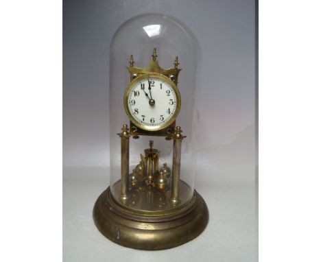 AN EARLY 20TH CENTURY GERMAN MADE TORSION CLOCK, under glass dome, approx overall H 23 cm
