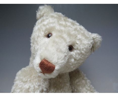A LARGE STEIFF LIMITED EDITION 'TEDDY BEAR 1950 WHITE 65' REPLICA MOHAIR BEAR, number 1556 of 7000, button in ear, white tag 