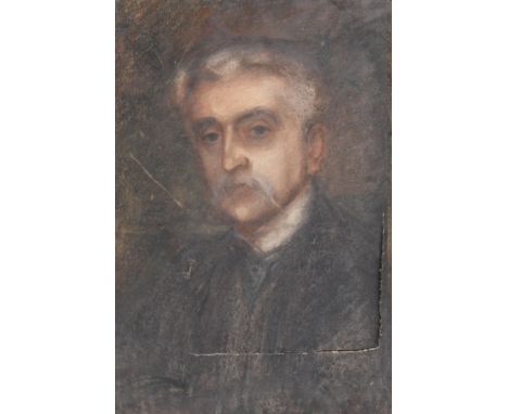 A LATE 19TH / EARLY 20TH CENTURY HEAD AND SHOULDER PORTRAIT STUDY OF A GENTLEMAN WITH A MOUSTACHE, unsigned, oil on canvas, u