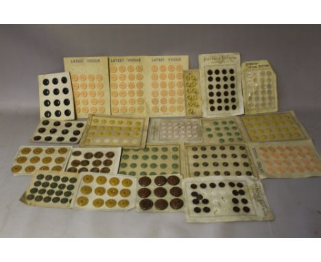 A COLLECTION MOSTLY CARDED VINTAGE BUTTONS, various periods, to include glass, mother of pearl and lucite designs, brands inc