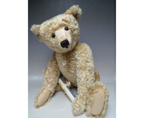 A LARGE STEIFF LIMITED EDITION 'TEDDY BEAR 1909 BLOND 65' REPLICA MOHAIR BEAR, number 1200 of 5000, button in ear, white tag 