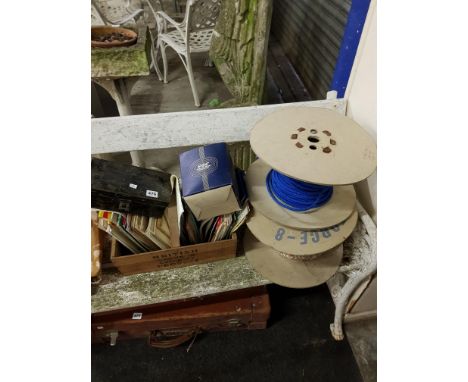 2 ROLLS OF ROPE, QUANTITY OF STREET MAPS AND OLD CAR LIGHT AND FIRST AID TIN