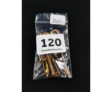 QUANTITY OF 9CT GOLD BROOCHES AND STICK PINS CIRCA 7.3G