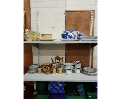 SHELF LOTS OF PART TEASETS ETC TO INCLUDE CROWN DEVON ETC