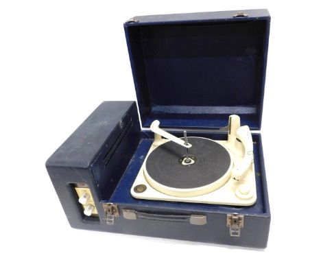A BSR Monarch portable record player, in blue case, 23cm high, 52cm wide, 35cm deep. WARNING! This lot contains untested or u