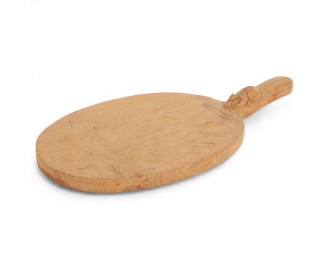 ROBERT MOUSEMAN THOMPSON OF KILBURN - oak cheeseboard, overall length 39cm