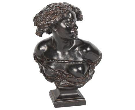 Austin Productions Inc., black glaze ceramic sculpture of a woman, height 35cm