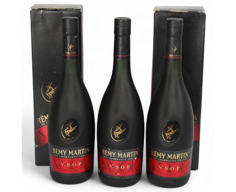 3 bottles of Remy Martin Fine Champagne Cognac, all 70cl, 2 in original boxes