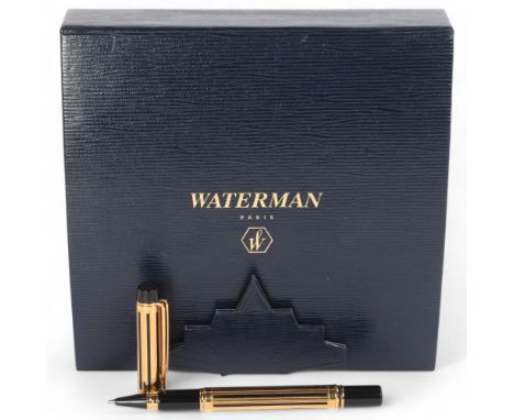 Waterman Night and Day rollerball pen with gilt-metal body, in original boxVery good condition
