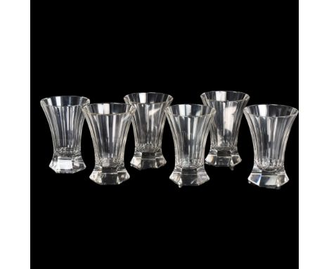 A set of 6 Moser Thomas pattern crystal water glasses, facet-cut from rim to base, designed in 1929 by Leo Moser, height 12.7