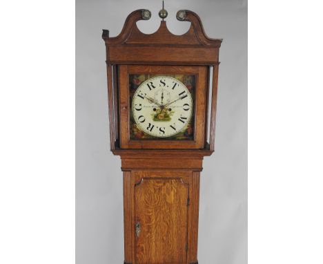 A Victorian oak eight day longcase clock, the 14 inch square enamel dial signed Ellen Rogers Llangerniw with centred seconds 