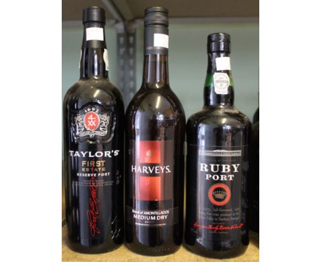 A Taylors First Estate reserve port with a Ruby port and a Harvey's sherry