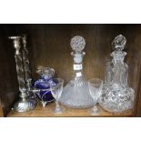 A collection of decanters, includes ships decanter and other items