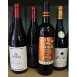 Four mixed bottles of red wine