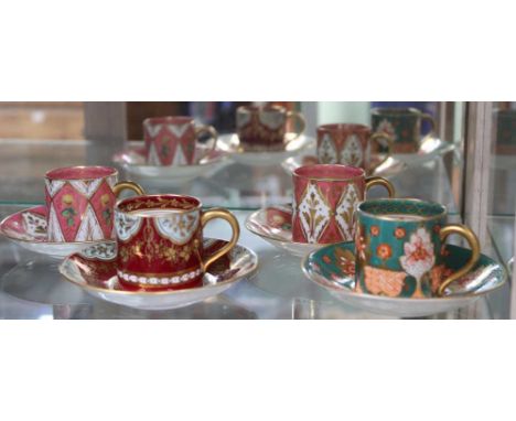 A Harlequin of four decorative late Victorian coffee cans with saucers (4) Condition: None have maker / factory names, the pi